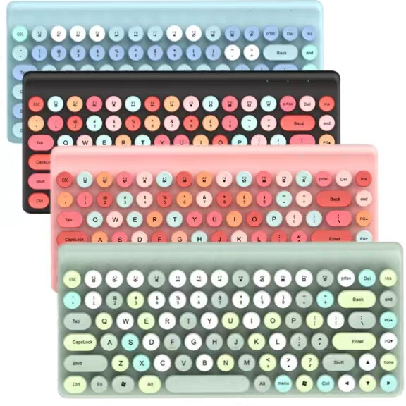 Foreign Trade Colorful Wireless Mechanical Keyboard Portable Dot Key Computer Office Typing Mouse Set Retro Style
