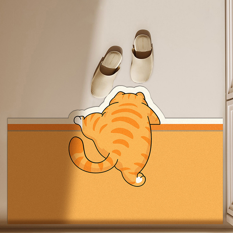 Antislipmat voor de badkamer met diatomeeënaarde, geschikt voor toilet en wastafel. Duurzaam, gemakkelijk schoon te maken en waterabsorberend. Schattig cartoonfiguur._voghion.com