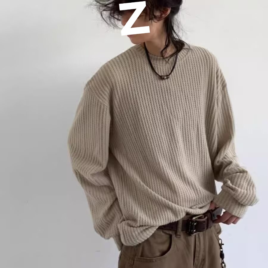 Autumn Japanese retro solid color long-sleeve