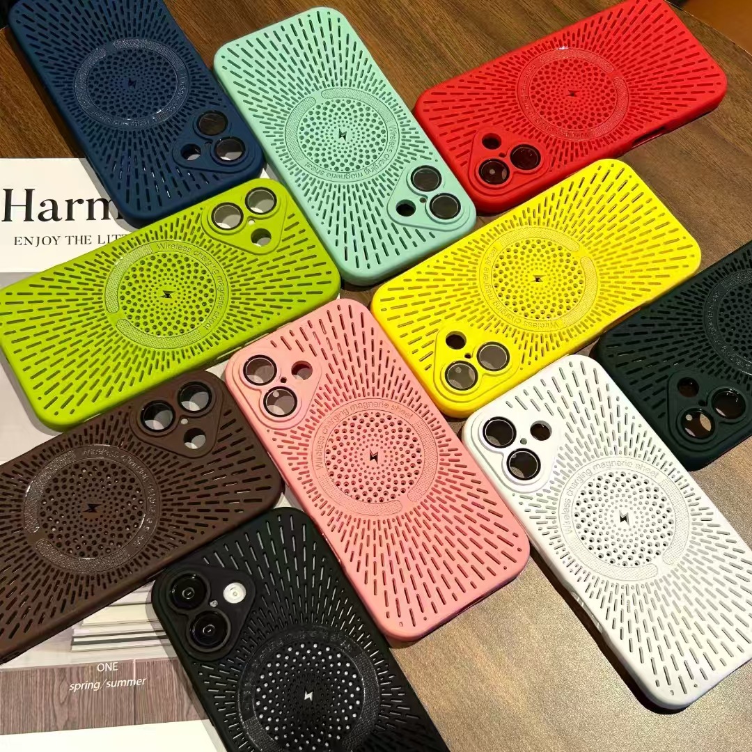 网孔散热磁吸手机壳适用于iphone11/12/13/14/15/16pro max保护套