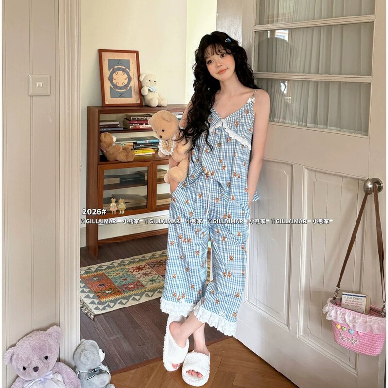 Little Bear's Pajama Collection 2026 Summer Cotton+Lyocell Two-Piece Short-Sleeve Shorts Lace Set Homewear