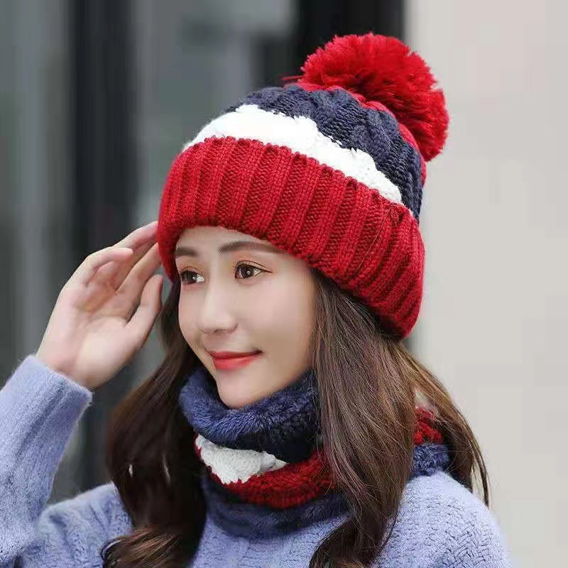 Women's Autumn Korean Style Thickened Warm Scarf Windproof Winter Cycling Ear Protection Knitted Hat Versatile_voghion.com