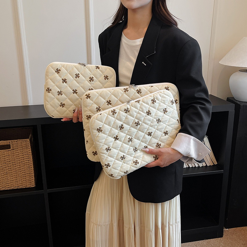 Korean ins tablet bag corduroy storage bag diamond print 11/13/15inch laptop protective case