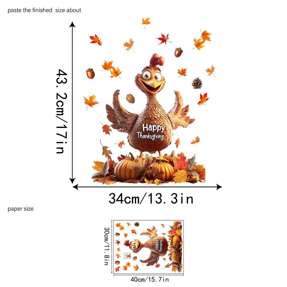 Кросс-граничный раскупаемый набор Thankgiving 3D мультфильм индейка клён лист окно наклейка Декоративная электростатическая наклейка