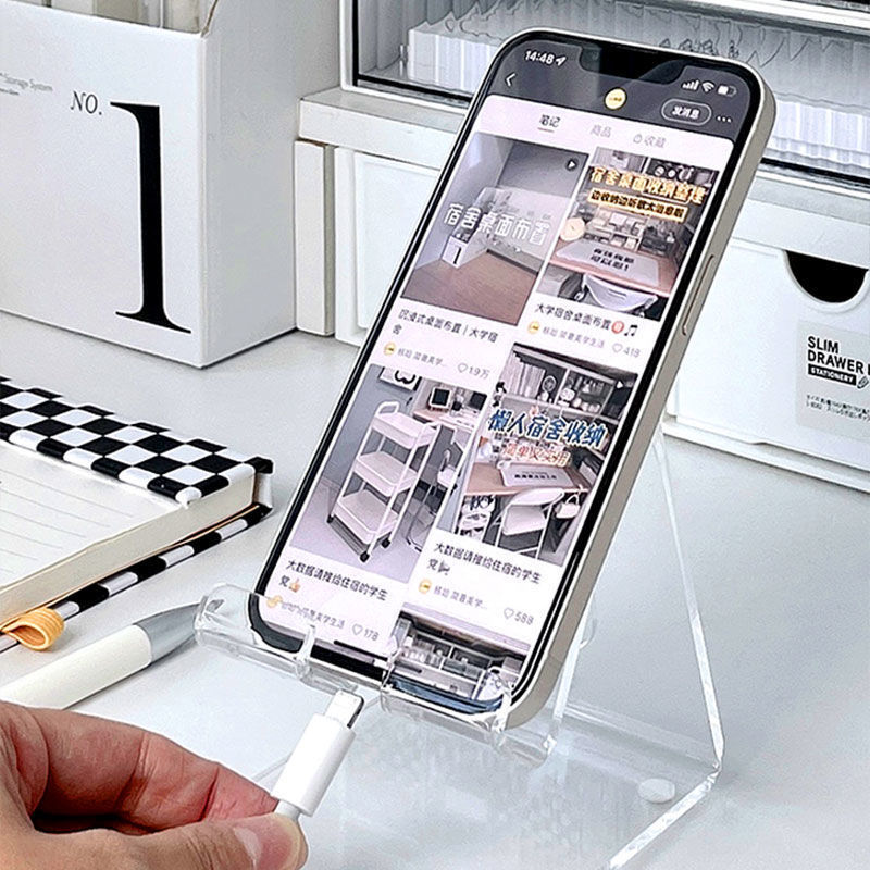 Acrylic transparent desk phone stand wholesale minimalist Insta-style essential creative thick stand