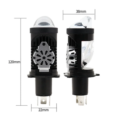 Cross-Border Motorcycle Led Headlight Dual-Lens H4 Three-Prong Ultra-Bright High and Low Beam Integrated 12V-80V (Motorcycle headlights, headlights) - p10-red-lens-white-lightsingle
