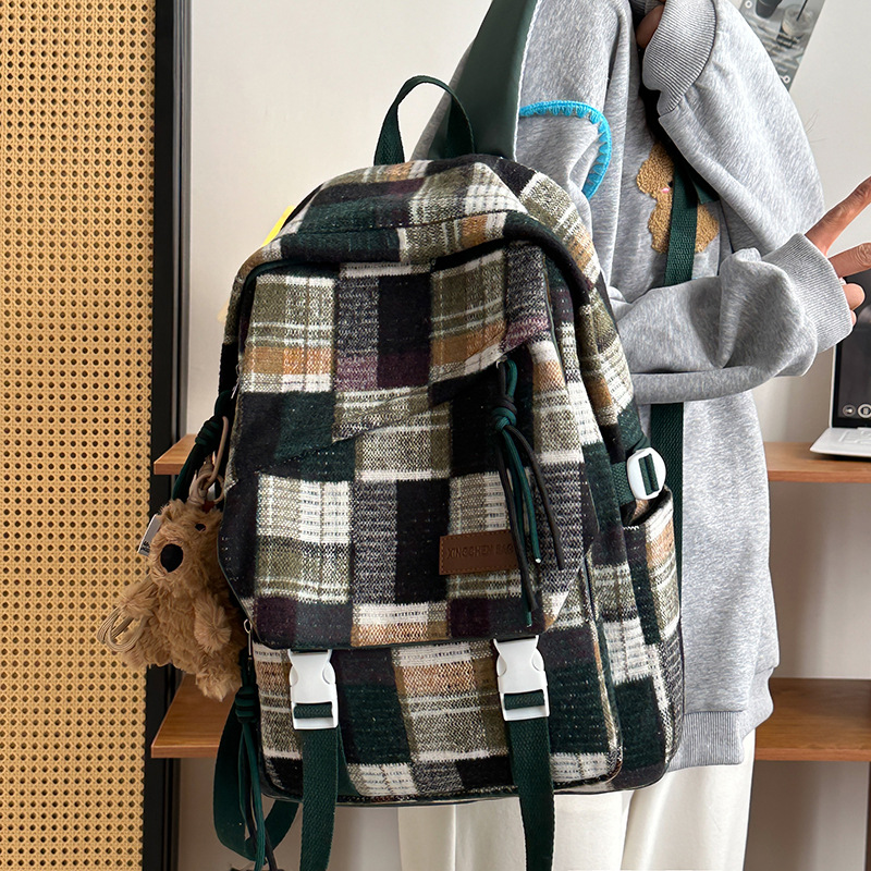 2025 nuevos bolsos a cuadros retro mujeres de gran capacidad estudiantes de secundaria con bolsos de ocio y Turismo