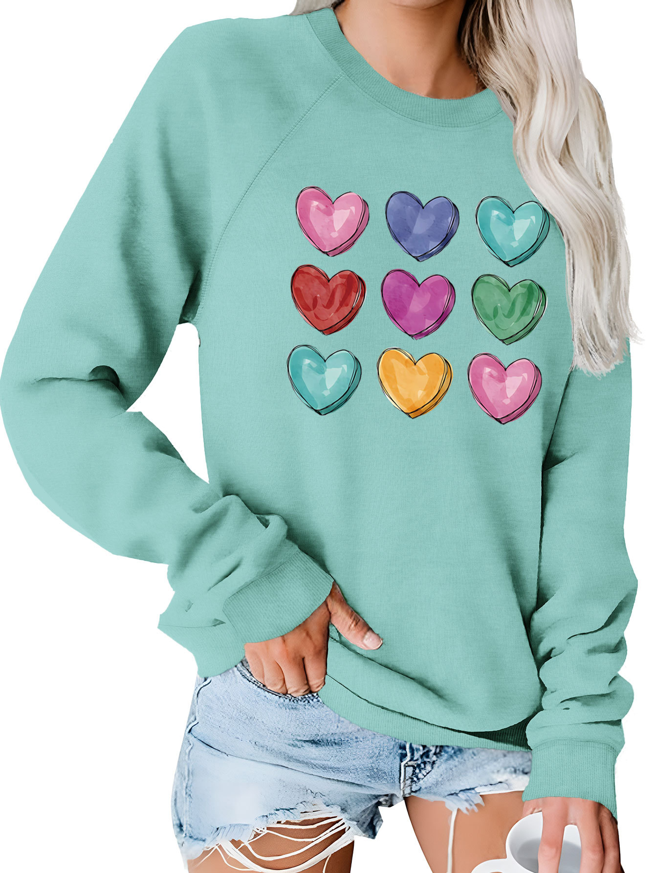 Sudaderas Con Capucha Para Mujer Manga Larga Impresión Estilo Clásico Ropa De Calle Forma De Corazón display picture 9