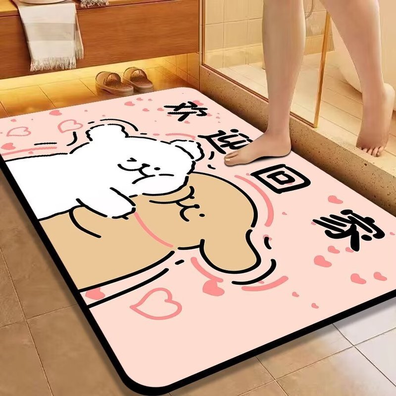 可爱卡通小狗异形地垫浴室吸水防滑脚垫卫生间门垫玄关耐脏地垫|undefined