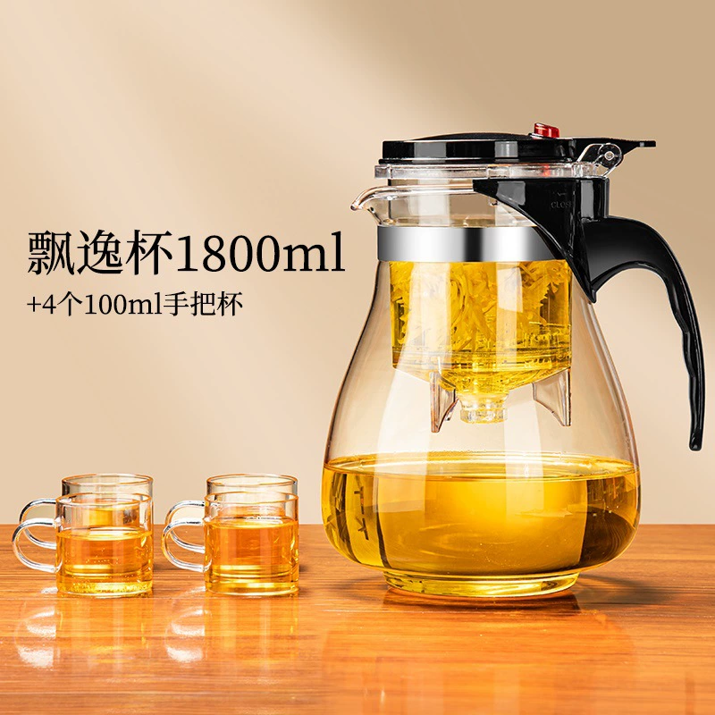 Glass teapot, plastic tea cup for home use
