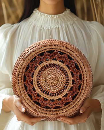 Handwoven Rattan Storage Basket with Lid