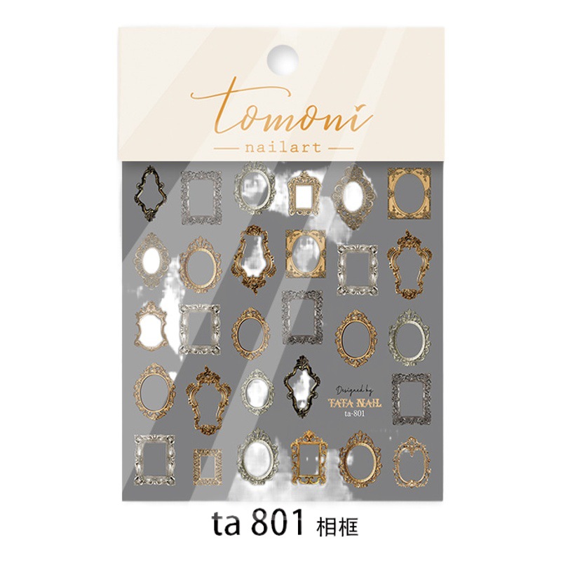 Arte japonés Marco de imagen en relieve etiqueta engomada del clavo papel en línea popular decorativo pequeño patrón barroco pintura al óleo calcomanías pintadas a mano