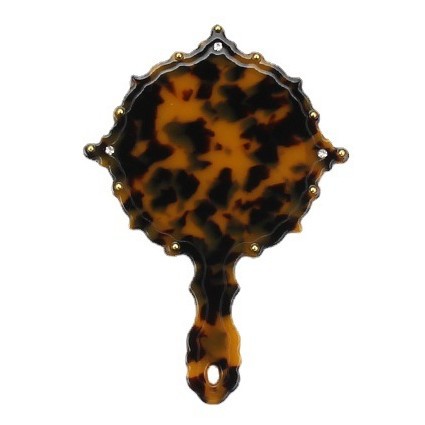 Nuevo espejo de mango portátil exquisito patrón de acetato espejo cosmético portátil de alta calidad de diamante incrustado espejo de mano joyería