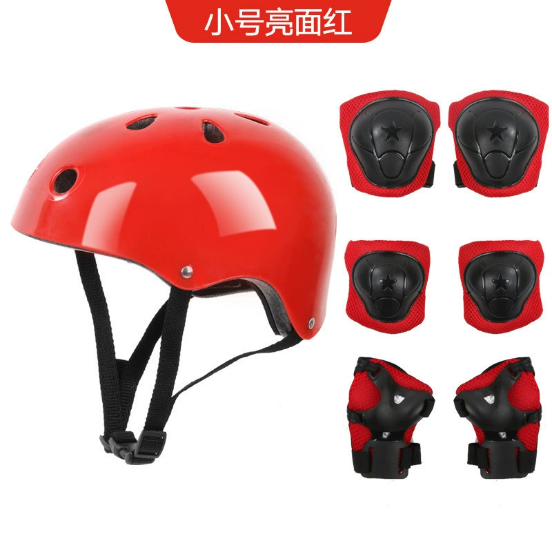 Новый комплект защитной экипировки из семи предметов: черный шлем с принтом цветов сливы, защита для баланс-байка, самоката, роликовых коньков, коньков для катания на льду.