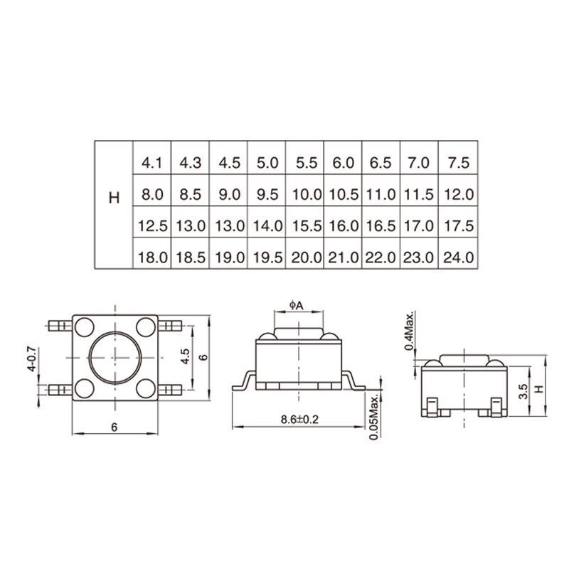 |编带6*6*9MM轻触开关贴片4脚微动 按键按钮四脚 SMD盘装6x6