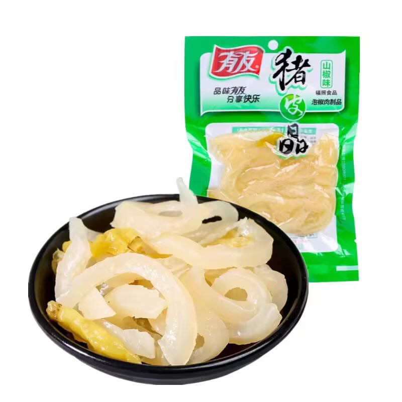 [youyou Sansho Pepper Pigskin Crystal 60g] Instant Snacks, Snacks, Braised Meat, Internet Celebrity Late Night Snacks