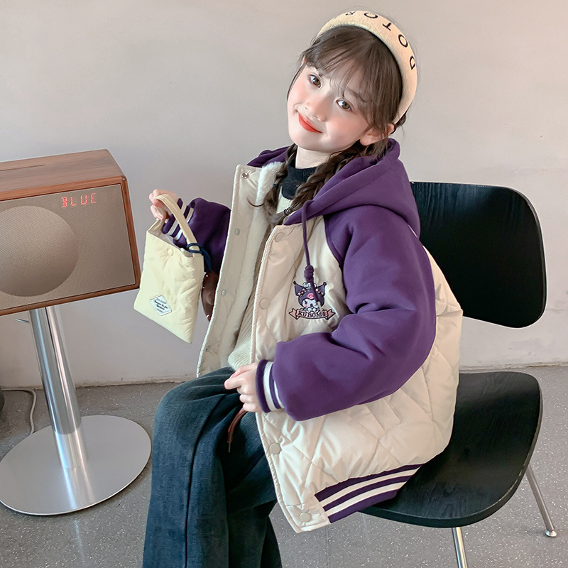 (2개) 소녀 벨벳 코트 가을과 겨울 2024 새로운 서양식 어린이 겨울 코트 면화 포장 겨울 코트 두껍게 최고 트렌디