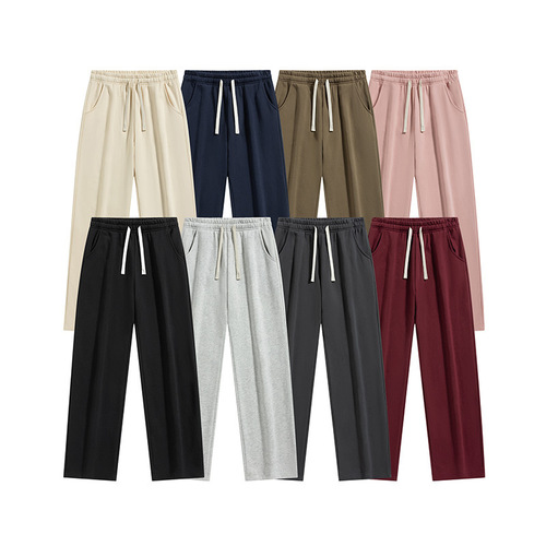 Spring and Autumn Men's Trend Brand Loose Drape Straight Leg Sweatpants for Men with Ankle Ties, Sports Versatile Casual Knit Pants