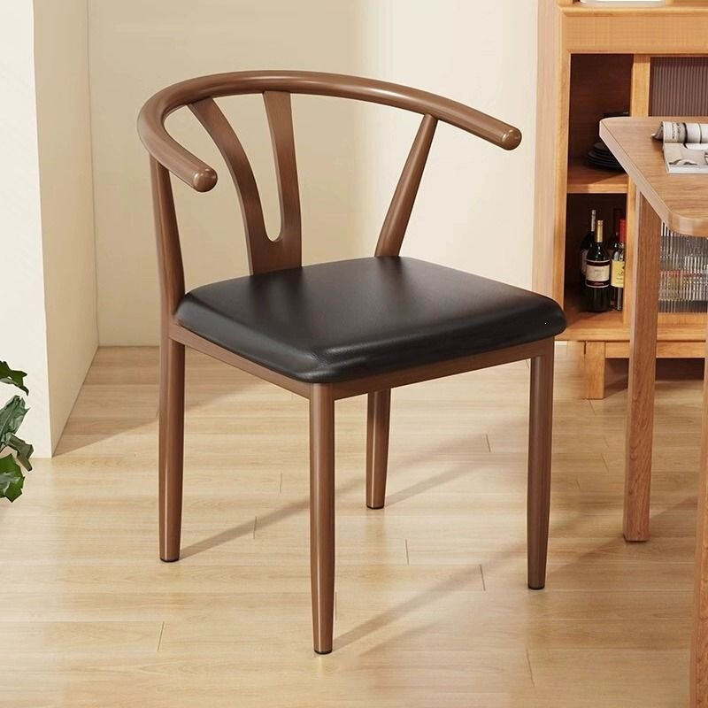 Executive chair for home use, suitable for long-term sitting, modern minimalist design, faux solid wood, iron art dining table and chair, restaurant soft cushion stool, dining chair
