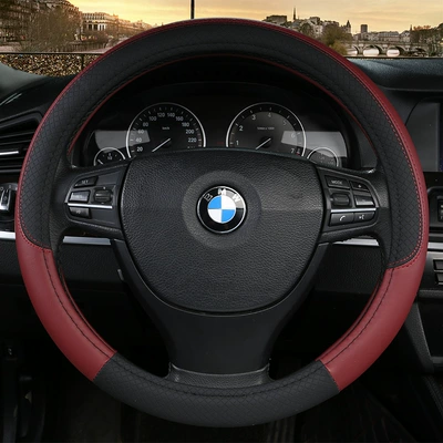 Four Seasons sports handle set – Steering wheel cover - the-highest-quality-export-black-wine-red-jzj-embossed-plaid-38cm