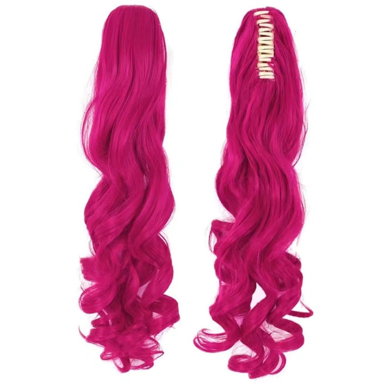 Pony Paulie animado pelucas animado vestido de tigre clip doble cola de caballo natural largo rollo rosa