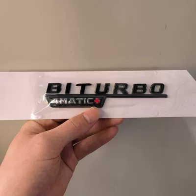Mercedes-Benz E-Class, C-Class, C63S, C43, E53, E63S rear emblem stickers, AMG black car emblem, modified turbo V8 side emblem (Car logo) - standard-biturbo4matic1