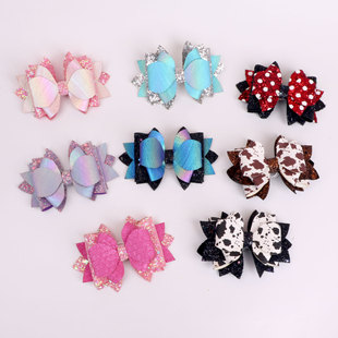 European and American New Style DIY Glitter Leather Bow Cup Straw Elastic Band Buckle Accessories Jewelry