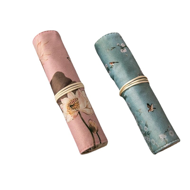 Teñido de seda estilo Palacio caja lápiz estilo antiguo Serie 4 creativo retro gran capacidad papelería bolsa almacenamiento para estudiantes