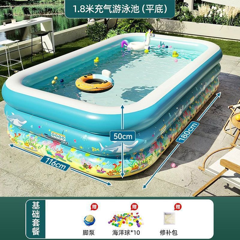 Piscina infláble para niños domésticos, piscina de juego para adultos, gran patio rural al aire libre, bañera plegable de bebé