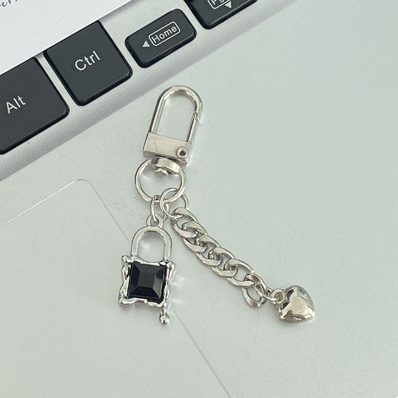 블랙 다이아몬드 잠금 사랑 체인 펜던트