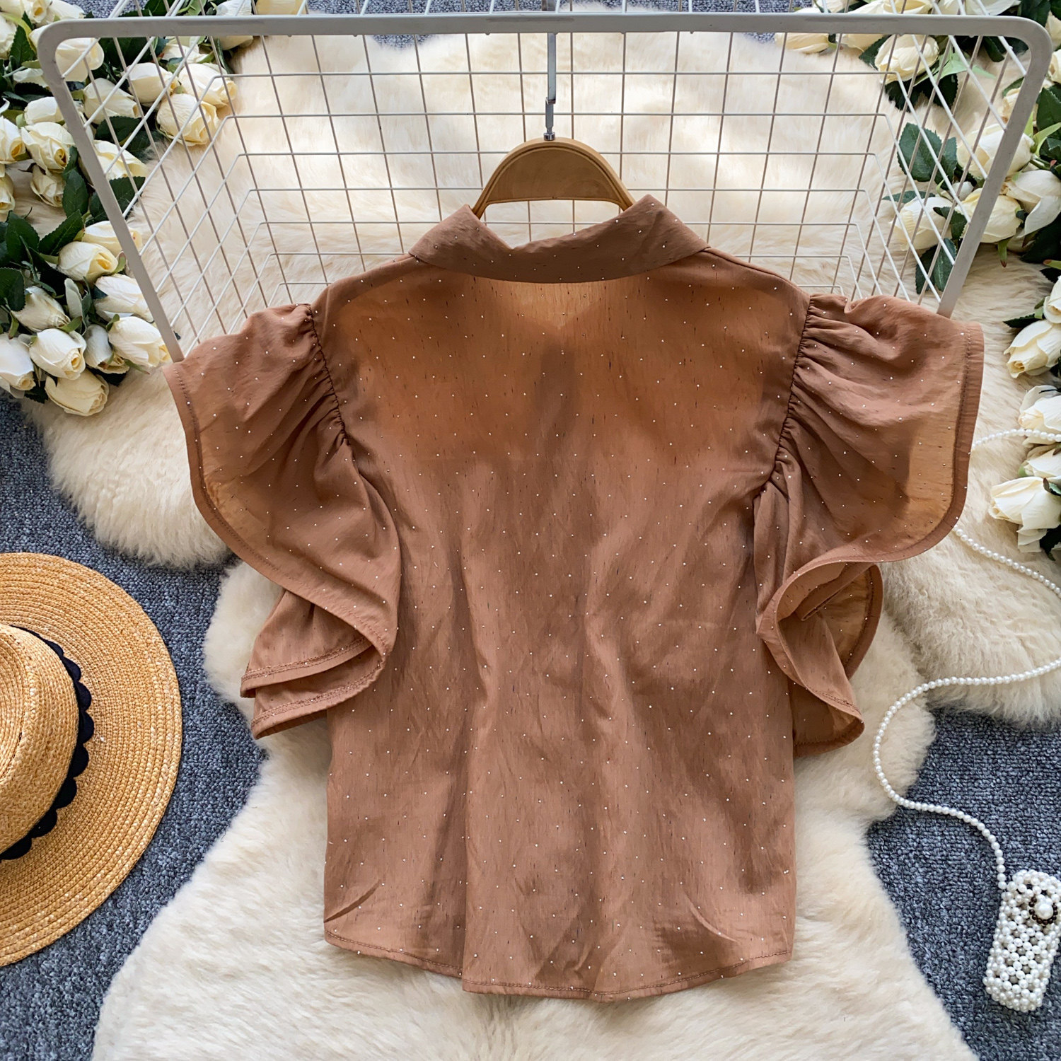 Women's Korean Style Puff Sleeve Breathable Shirt Skin Friendly Loose Design Elegant Versatile Commuter Top Spring 2026_ecoleips.com