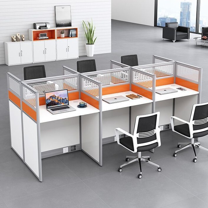 Modern Minimalist Office Desk Workstation with Screen Partition for 4 People, Multi-Person Office Desk with Partition, Computer Desk Modern Minimalist Office Desk Workstation with Screen Partition for 4 People, Multi-Person Office Desk with Partition, Computer Desk