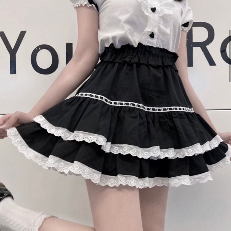 Summer Japanese cute lace mini-skirt for students