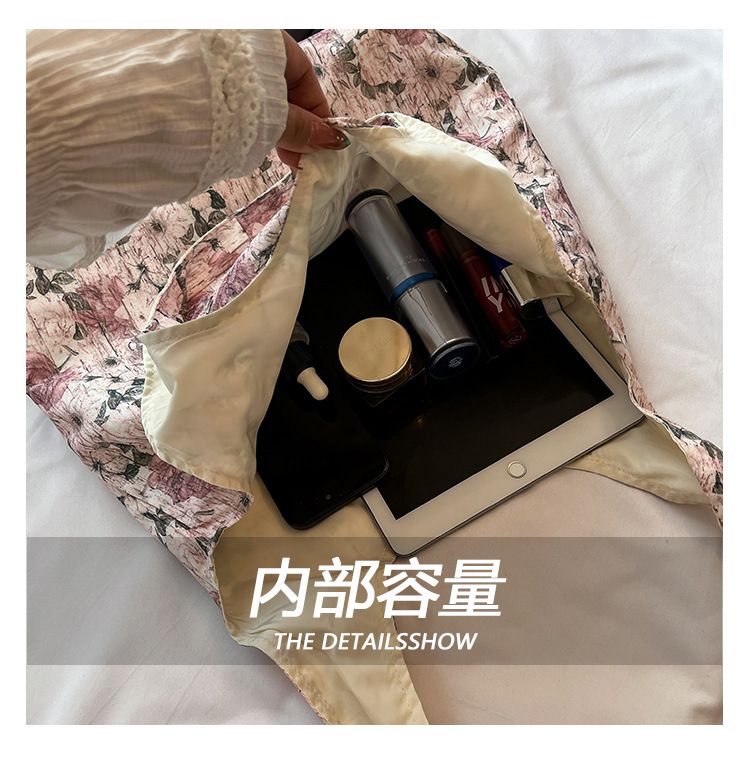 Summer new black and white floral fabric bag, large-capacity, artistic and laid-back style single-shoulder bag, fashionable and versatile crossbody bag undefined