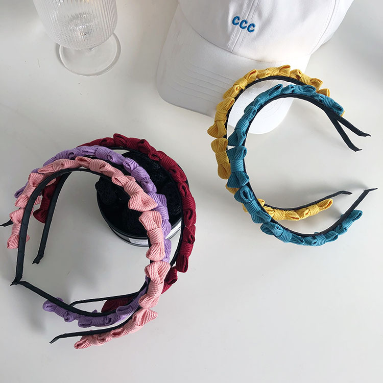 Korean Color Bowknot Thin Side Hairband display picture 5