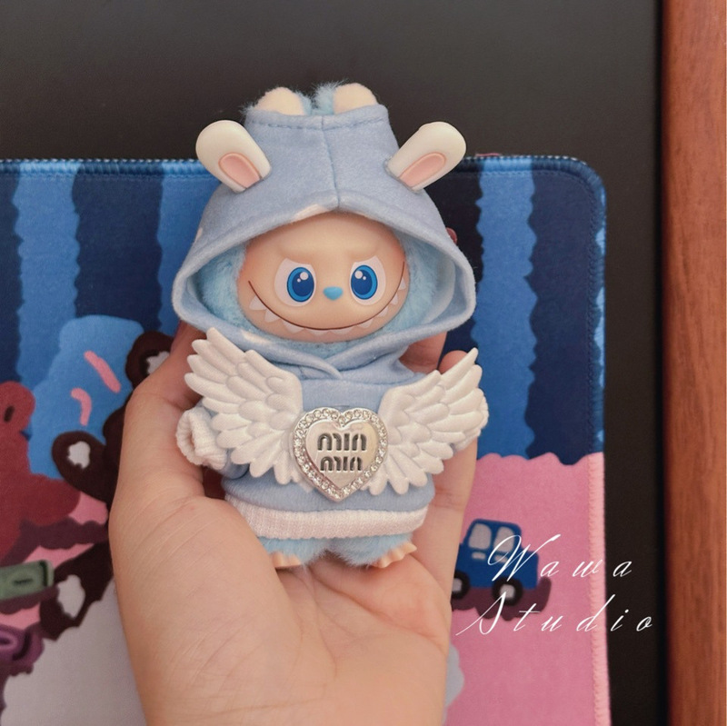 迷你版4.0LABUBU搪胶脸毛绒盲盒玩偶衣服套装小鼻嘎心底密码四代|undefined