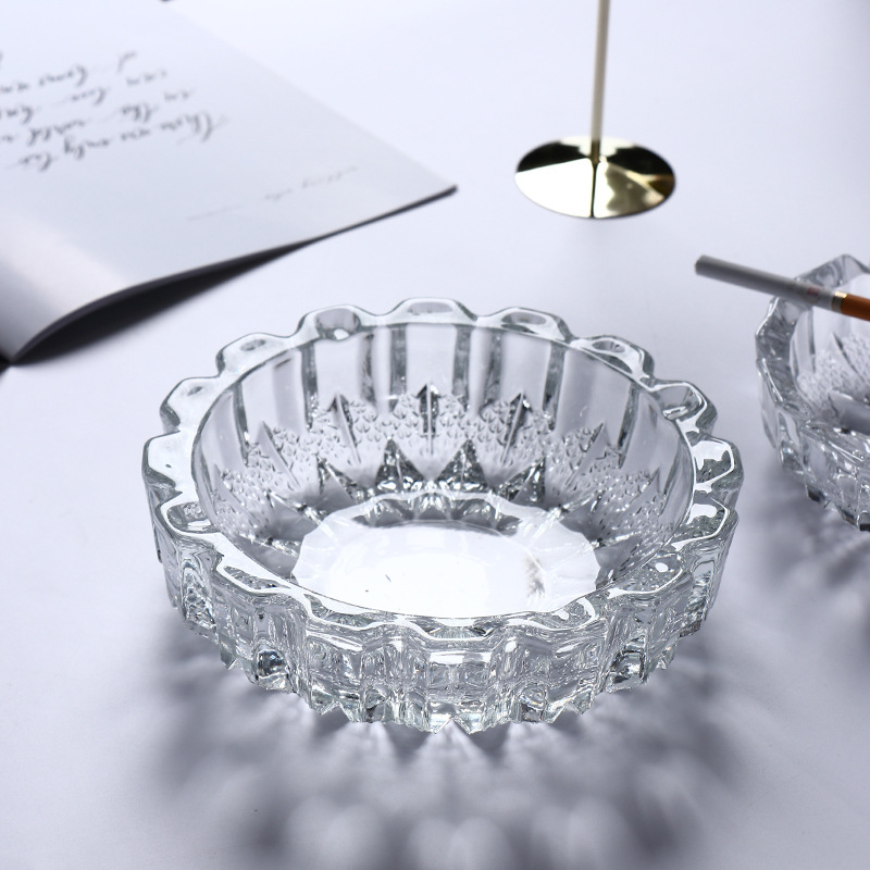 Ceniciero de vidrio casero, cigarrillo redondo, cenicero transparente, bar, bar, restaurante, KTV, se puede imprimir LOGO