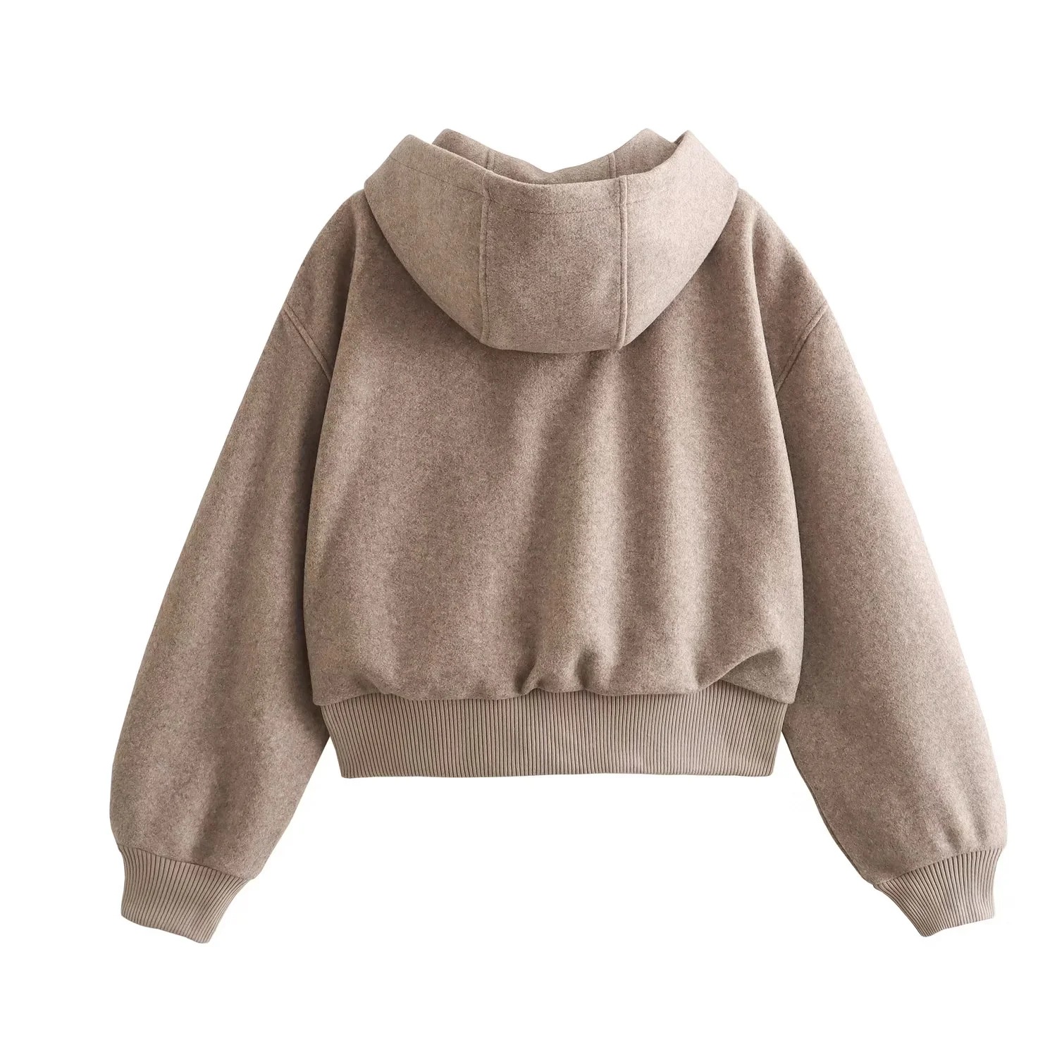 GraceChic GraceChic ZA Foreign Trade European And American Style Autumn New Simple Casual Loose Hooded Soft Short Bomber Jacket Coat_voghion.com