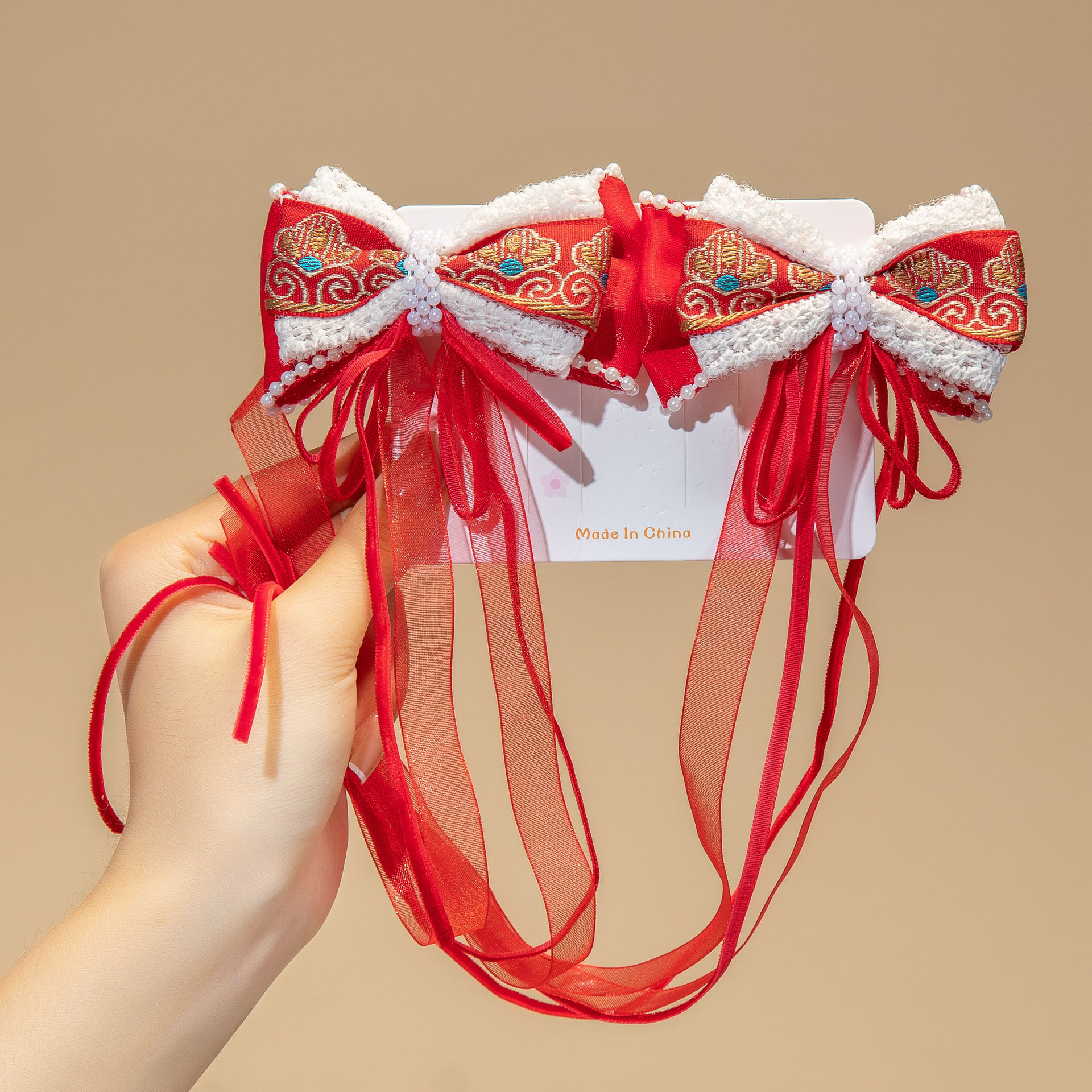 Año Nuevo horquilla accesorios para el cabello de los niños Hanfu estilo antiguo borla arco horquilla niña bebé peluca trenza cabeza Accesorios