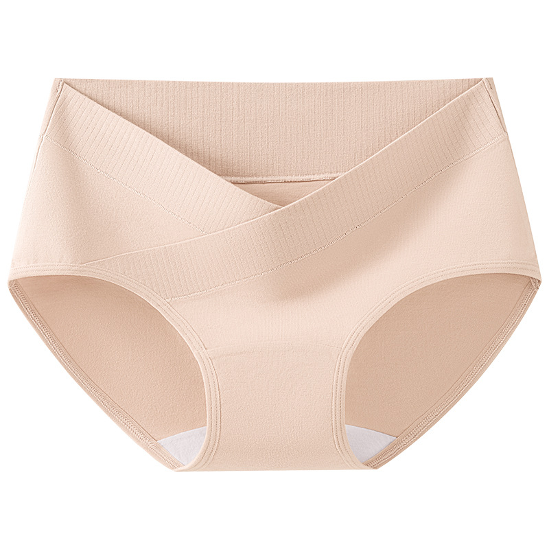 Ropa interior cruzada en forma de V para mujeres embarazadas de algodón ~ Calzoncillos de mujer de cintura baja transpirables de entrepierna de algodón de doble capa más largos y mejorados