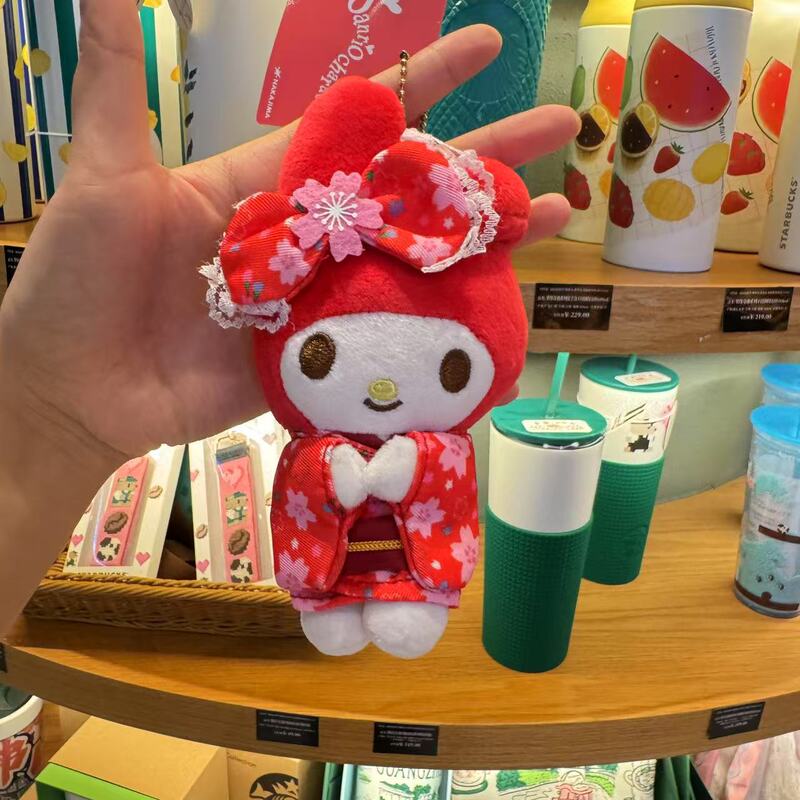 日系卡通动漫灯芯绒卷毛摇粒绒KT猫钥匙扣挂件公仔女生背包挂饰|undefined
