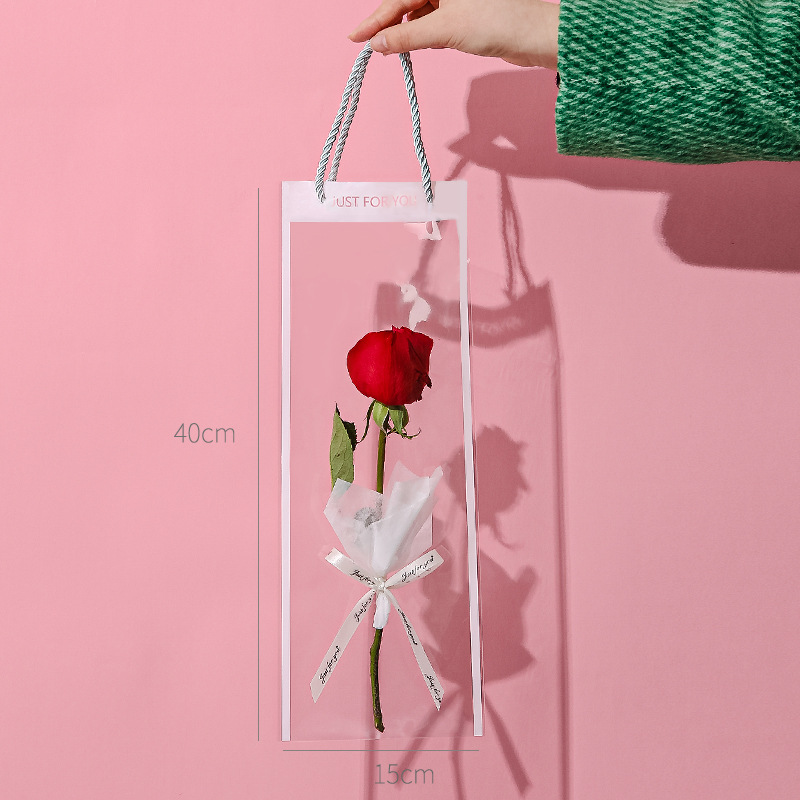 Bolsa para arreglos florales del Día de la Mujer, impermeable, para una sola flor, material de embalaje para floristería, bolso transparente para flores