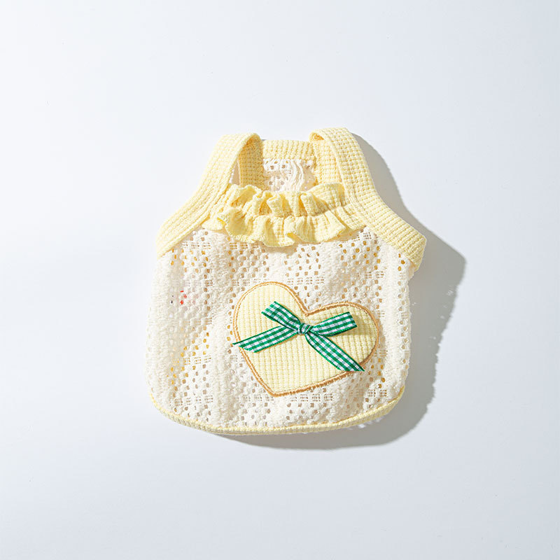Chaleco hueco de dos patas primavera y verano ropa de perro amor arco eslingas Teddy Bear ropa de mascotas