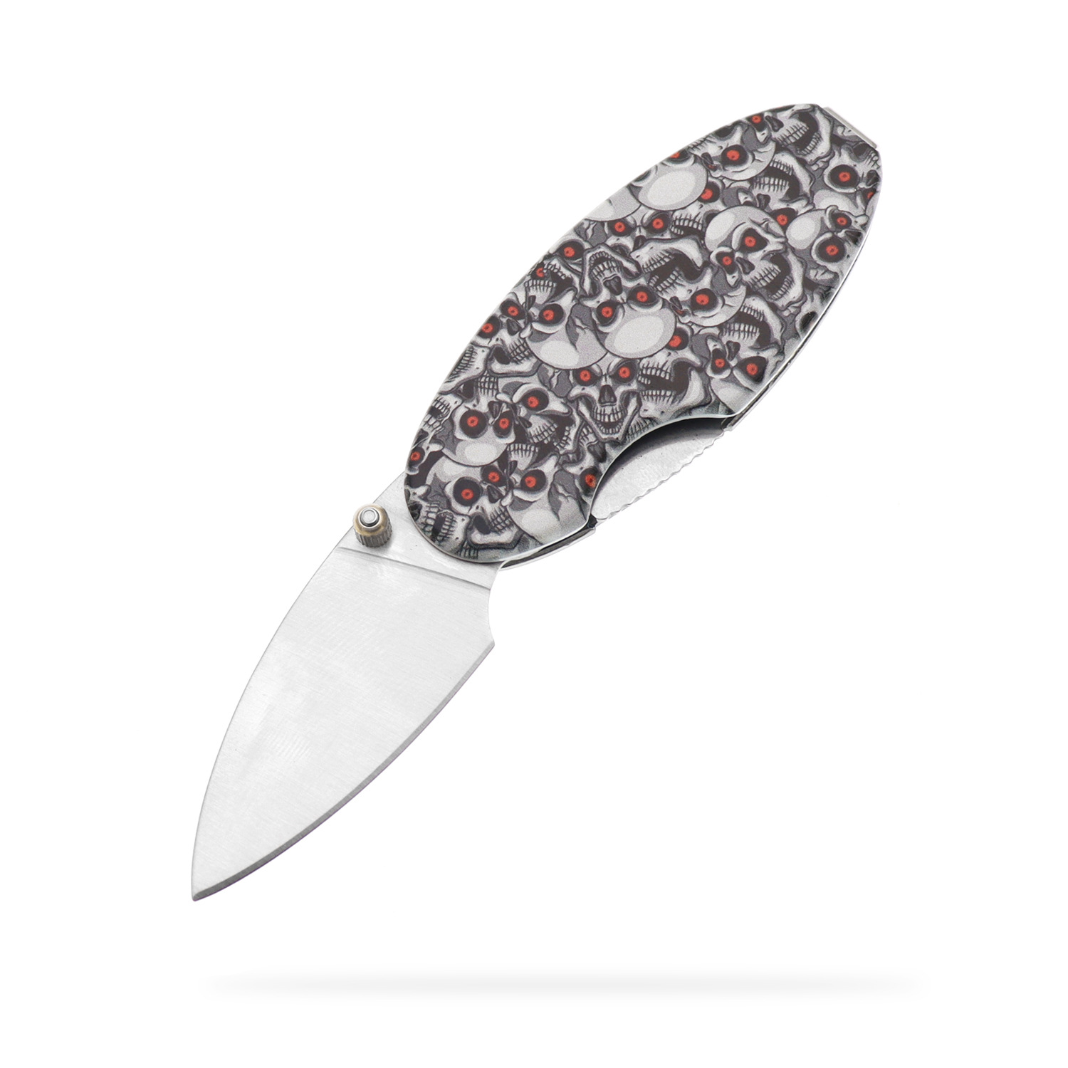 厂家批发万圣节主题活动礼品折刀骷髅图案跨境不锈钢快递开箱小刀