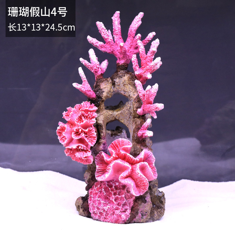 Simulación de árbol de coral falso, pequeña pecera, paisajismo, paquete completo, decoración de rocalla, tanque de agua, paisaje, agua, pasto, peces y camarones, casa de refugio