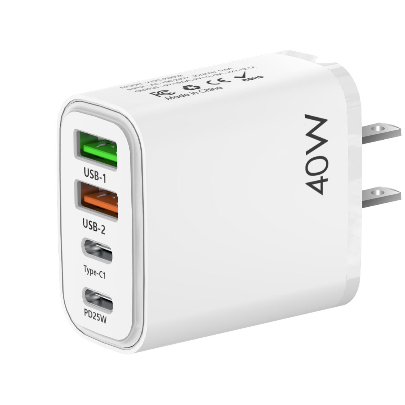 Cargador de teléfono móvil PD40W al por mayor transfronterizo QC3.0 cabezal de carga rápida 2U 2C cabezal de carga multipuerto europeo y americano