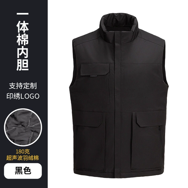 Colored black vest with down