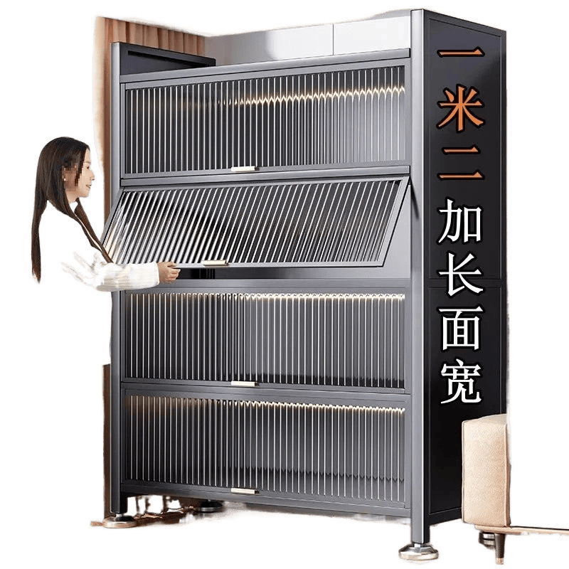 厚みのあるキッチン収納ラック床置き多層キャビネット家庭用電子レンジ食器棚サイドボード廊下収納キャビネットドア外|undefined