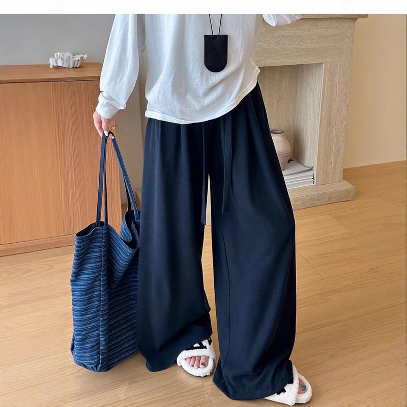 早秋新款软糯慵懒垂感糯米裤女2025年垂坠感松弛感百搭休闲阔腿裤|undefined