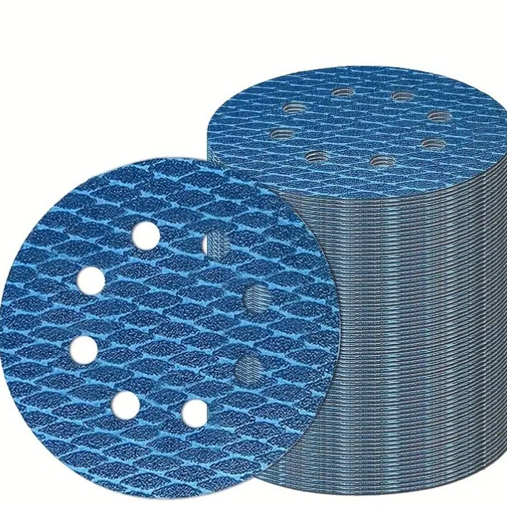 套装5寸8孔鱼鳞砂纸片125mm犀利拉绒片JB-5R砂纸布基片砂金刚砂